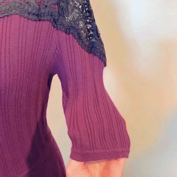 Roz & Ali Short Sleeve Fit and Flare Dress Dark Berry Women’s Large Petite LP - Picture 3 of 7